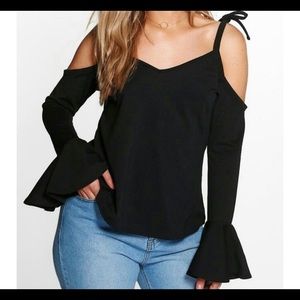 Boohoo Plus Shoulder Knot Tie Top